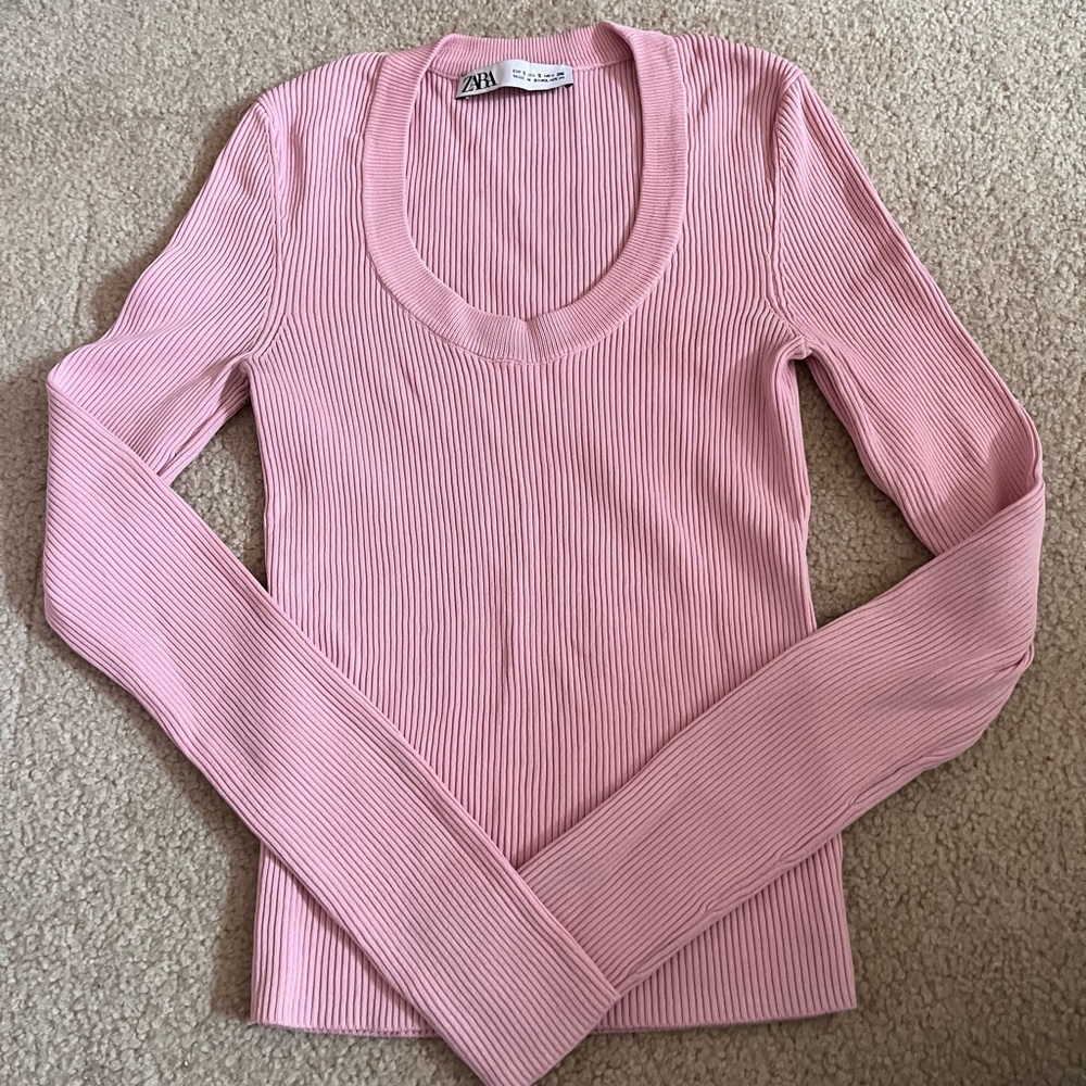 Zara Long Sleeve Pink Sweater